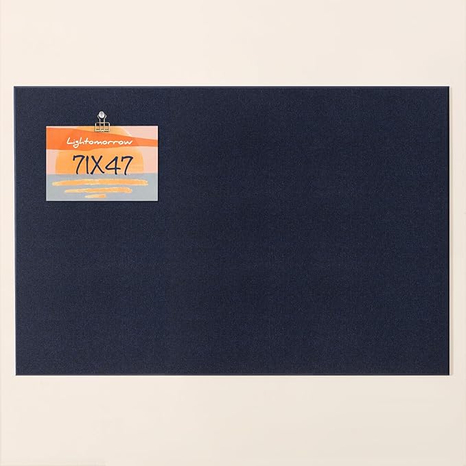 Lightomorrow Thickened Bulletin Board - 71 x 47 Inches, Decorative Felt Board Pin Board for Wall - 3' x 2' Foldable Photo Display Board with Self-Adhesive Tape, Includes 20 Push Pins - Dark Blue