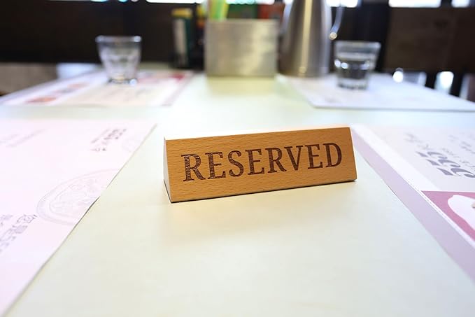 Wood Table Top Seating Reserved Signs for Weddings, Restaurants, 6 inches (Pack of 6)