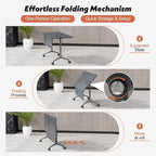 Goakwwuz Conference Room Table, Folding Conference Tables,Thicken Grey Tabletop,Flip Top Wooden Seminar Meeting Room Table for Conference Room Offices (4, BlackWoodGrain, 61.0“)