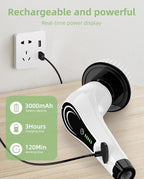 Lichffy Electric Spin Scrubber, Cordless Shower Scrubber with 8 Brush Heads with Adjustable, 2H Power Dual Speed, Power Brushes with IPX7 Waterproof for Floor, Sink, Bathroom, Tile, White-qwrx3
