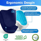 CushyOasis Seat Cushion, Gel Chair Cushions, Office Chair Cushions, Anti-Slip Bottom & Removable Cover Tailbone Pain Relief Cushion, Memory Foam Seat Cushion, 5.28 in Thick (Blue)