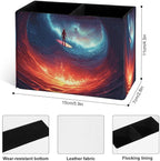 Famame Astronaut Surfing Space Wave Pencil Holder for Desk, Leather Desktop Container Pen Cup Storage Study Table Pen Organizer Makeup Brush Holder for Classroom Office Home