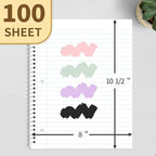 SUNEE Spiral Notebook, 1-Subject, Wide Ruled Paper, 8" x 10-1/2", 100 Sheets per Notebook, 3-Hole Punched Paper, Water Resistant Cover, Double-sided Pockets, Spiral Lined Notebooks for School, Black
