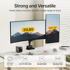monTEK Dual Monitor Mount Tall Monitor arms for 2 Monitors for 17 to 35 Inch Curved Screen Holds 35 Lbs Adjustable Heavy Duty Monitor Desk Mount Cable Management, VESA 75/100mm, MA1007PBK-D
