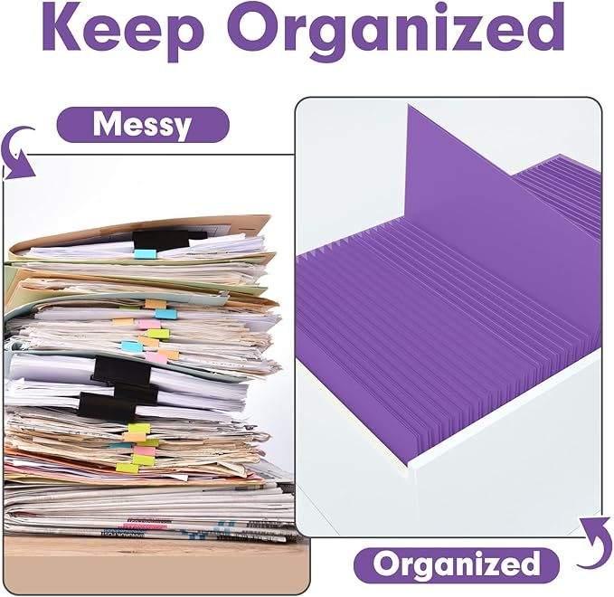 Two Pocket Folders, PANDRI 30 Pack 2 Pocket Folders, Letter Size Paper File Folder for School Office Home Business, Purple