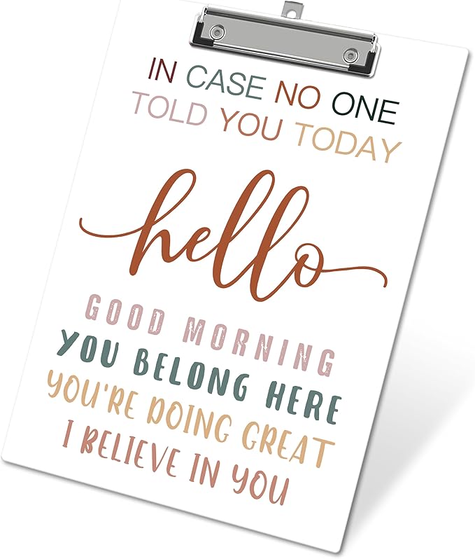 APIILVPQ Motivational Clipboard，Mental Health Clipboards with Low Profile Clip for Office School Use, Boho Wooden Clip Boards for Nurses Teachers Students - A10