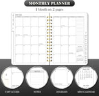 2026 Planner, Weekly and Monthly Planners with Tabs, A5 Spiral Bound Daily Calendar 2026 Planner, 12 Month Agenda Organizers from Jan. to Dec., Flexible Cover Appointment Book(Black Gold Flower)
