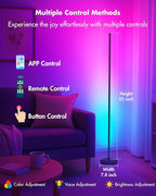 Vexinat Corner Floor Lamp - 2 Pack LED Corner Lamp with App/Remote/Button Control, Smart LED Floor Lamp with Music Sync and 16 Million Colors, Color Changing Standing Lamp for Living Room, Bedroom