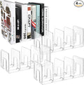 Lemecima 4 Pack Acrylic File Sorter, 4-Section Clear Desktop File Folder Holder Organizer, Thick Office Storage Stand Rack for Book, Envelopes, Mail, Document, Notebook, Binder, Purse, Clutch Divider