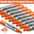 Fuutreo 10 Pack Jumbo Permanent Markers Bulk Large Chisel Tip Permanent Markers Quick Drying Waterproof Big Huge Poster Pens for Office, Logistics Company and More(Orange)