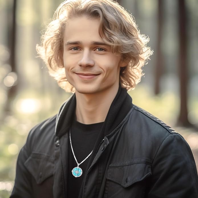 Compass Necklace for Women Men 925 Sterling Silver Pendant Urn Necklaces for Ashes Picture Locket Necklace Anchor Necklace Viking Necklace Crystals CZ Moonstone Abalone Shell Turquoise Compass Jewelry