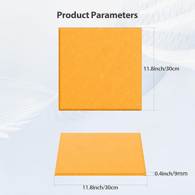 Amantech 12 Pack Acoustic Panels Self Adhesive Sound Proof Foam, High Density Sound Acoustic Panel, 12X12X0.4 Inch Square Panels in Home, Office, Reccording Room, Studio,and more(Orange)