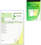 Garden Service Invoice Receipt Book, 2-Part Carbonless Landscaping Invoice Book for Small Business, 5.7 x 8.3 in, 50 Sets (White & Yellow), Lawn Care & Gardening Work Order Forms