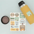 Large Name Labels for Kids (33) - Custom Stickers for Daycare and School Supplies - Durable, Waterproof Stickers for Water Bottles, Lunch Boxes, and More with Unique Designs - Forest Animals