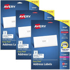 Avery Address Labels for Laser & Inkjet Printers, 300 Labels Per Pack, 3 Packs, 900 Total (18160)