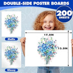 TUXIYA 200 Pack White Poster Board,13.5" x 17.5" White Poster Paper Bulk,250GSM/92LB Heavy-Weight Blank Poster Board for Arts,Craft,Projects Presentations,Drawing Scrapbooking