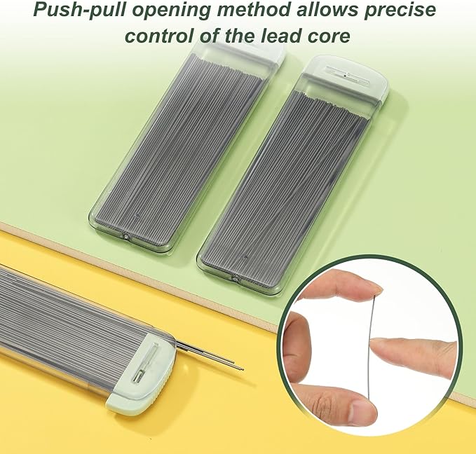 PATIKIL 300Pcs 2B Mechanical Pencil Lead, 0.7mm Black Lead Refill Break Resistant Pencil Refills for Writing Office Supplies, Green