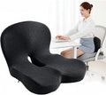 Orthopedic Cushion for Office Chair and Car, Memory Foam Seat Cushion with Lumbar Support Pillow, Instant Relieve Pressure on Back, Hips, Tailbone, Improves Sitting Posture (1, Black)