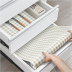 ALIUNI Drawer and Shelf Liner, Non-Slip Kitchen Cabinet Liners Non-Adhesive Thick Strong Grip Waterproof Washable Mats Protect Dresser Shelves Cupboard Bathroom Cabinets, Yellow Plaid, 18 in X 10 FT