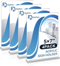 Daofary Acrylic Sign Holder 5 x 7 Inches 4 Pack, Double-Sided Stand up Table Top Paper Holder, Store Sign Holders, Plastic Sign Display for Restaurants, Hotels, Office