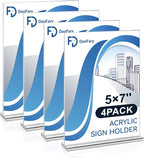 Daofary Acrylic Sign Holder 5 x 7 Inches 4 Pack, Double-Sided Stand up Table Top Paper Holder, Store Sign Holders, Plastic Sign Display for Restaurants, Hotels, Office