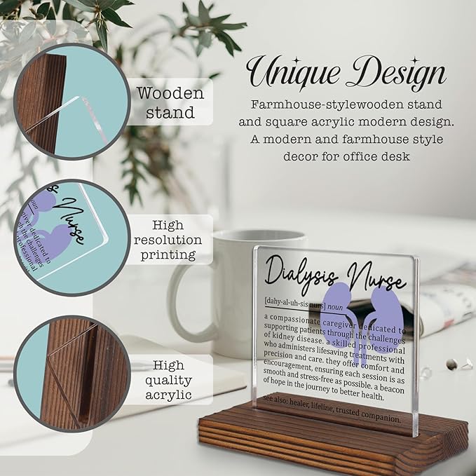 Dialysis Nurse Gifts, Thank You Appreciation Gifts for Dialysis Nurse Week Graduation Birthday Christmas Office Desk Decor Decorative Signs Plaque PA001