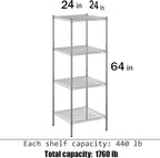Regal Altair 24" Deep x 24" Wide x 64" Height Wire Shelving Kit | 4-Tier | NSF Commercial Storage Rack Unit