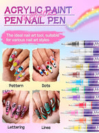 EBANKU 12 Colors Nail Art Pens Kit 0.5MM Ultra-Fine Tip 3D Nail Polish Pens Quick-Dry Acrylic Paint Pens Nail Markers Dotting Tools for Home & Salon Manicure