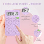 Cute Calculator, Basic Four Function for Teachers Students Basics Office, Small Handheld Calculators, 8 Digit with LCD Display, Sensitive Button, 5.5×3.2 inches Purple