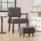 FAGAGA Small Footstool Ottoman with Storage, Ottoman Foot Rest, Modern Foot Stool with Adjustable Lid and Sturdy Wood Legs for Living Room, Bedroom, Couch, Enterway, Light Gray