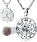 Compass Necklace for Women Men 925 Sterling Silver Pendant Urn Necklaces for Ashes Picture Locket Necklace Anchor Necklace Viking Necklace Crystals CZ Moonstone Abalone Shell Turquoise Compass Jewelry