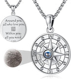 Compass Necklace for Women Men 925 Sterling Silver Pendant Urn Necklaces for Ashes Picture Locket Necklace Anchor Necklace Viking Necklace Crystals CZ Moonstone Abalone Shell Turquoise Compass Jewelry