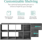 Best Choice Products 8-Cube Storage Organizer, 11in Shelf Opening, Bookcase, Display Shelf, Customizable w/ 3 Removable Back Panels – Dark Gray