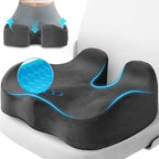 CushyOasis Seat Cushion, Gel Chair Cushions, Office Chair Cushions, Anti-Slip Bottom & Removable Cover Tailbone Pain Relief Cushion, Memory Foam Seat Cushion for Office, Wheelchair, Car (Grey)
