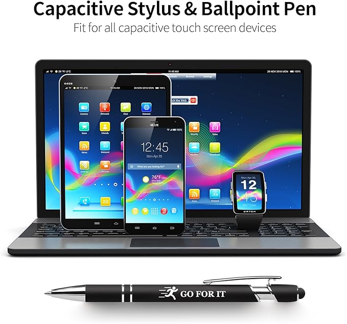 Vebermo 15 Pack Motivational Pen Set - Inspirational Quotes Retractable Ballpoint Pens for Office School Supplies, Encouragement Gifts for Women Men, Black