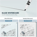 MaxGear Glass Whiteboard, Tempered Magnetic Dry Erase Board 48 x 36 Inch, Frameless Wall Mounted, Office Classroom Conference Room Home Use, Includes Markers, Eraser, Magnets & Mounting Kit
