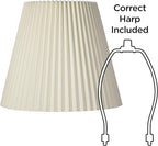 10" Top x 17" Bottom x 14 1/2" High x 14 3/4" Slant Lamp Shade Replacement Large Ivory White Bell Round Traditional Pleated Spider Harp Finial - Springcrest