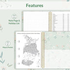 SUNEE 2026 Planner, Weekly and Monthly Calendar Planner, January 2026-December 2026, Daily Agenda with Tabs, Note Pages, Spiral Binding, 8.5"x11", Wildflowers