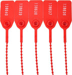 1000Pcs Plastic Tamper Shipping Seals Pull-Tite Security Seal Signage Numbered Fire Extinguisher Tags Zip Ties Labels Disposable Self Locking for Logistics, Luggage,Transport (Red, 1000pcs)