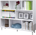 Chyanmoo Wood Cube Storage Organizer White Bookshelf - 3-Tier Freestanding Storage Cabinet with Legs for Home Office, 8-Cubes Open Shelf