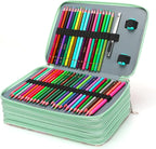 Vomgomfom Colored Pencil Case - 252 Slots Pencil Holder with Zipper Closure Twill Fabric Large Capacity Pencil Case for Watercolor Pens or Markers, Pencil Case Organizer for Artist (Green Rose)