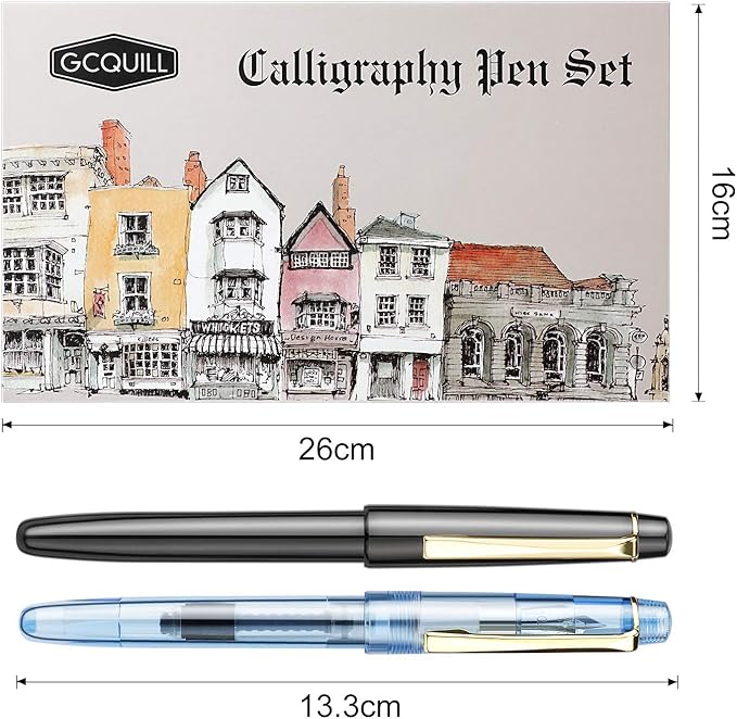 GC QUILL Calligraphy Set Fountain Pens 7 Different Size Nibs and 36 Assorted Ink Cartridges Kit for Calligraphy Lettering - Complete Easy Learning Set for Beginners F736