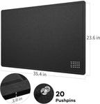 Lightomorrow Bulletin Board, 36 x 24 inches Felt Board - Decorative Pin Board, Cork Board Alternative for Wall, 3' x 2' Foldable Self-Adhesive Vision Board Prayer Board with 20 Pushpins - Black