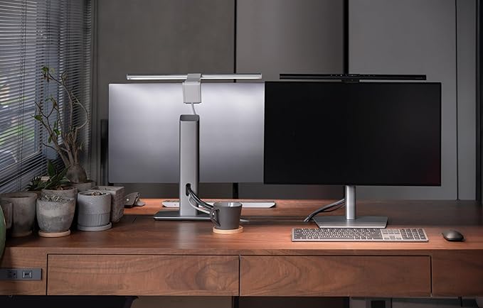 BenQ ScreenBar Pro LED Monitor Light Bar (Silver)- Ultrawide Lighting, Motion Sensor, Adjustable Brightness/Color Temperature, Eye-Care USB-C Monitor Lamp, No Glare, Curved Monitors, Monitor accessory