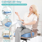 Office Chair Seat Cushion, Cooling Gel Enhanced Memory Foam Cushion for Long Sitting - Back, Sciatica, Coccyx, Tailbone Pain Relief Pillow - for Office, Gaming, Car, Wheelchair - Light Blue, X-Large