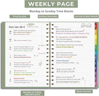 EMSHOI 2026 Planner Weekly and Monthly, Week on One Page with Notes, A5 (5.7"x8.3"), Jan-Dec 2026 Calendar Agenda with Monthly Tabs, Note Pages, 100GSM Thick Paper, Flexible Cover, Light Green