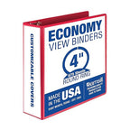 Samsill 4 Inch 3 Ring Binder, Made in USA, Economy Round Ring, Clear View Cover, 675 Sheet Capacity - for Schooo, Home, Office - Ruby Red