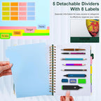 Hardcover Spiral Notebook 8.5"x11" Journal Notebook with Tabs and Removable Dividers 300 Pages 5 Subject Notebook College Ruled, Faux Leather Spiral Bound Notebook for Women School Work(Green)