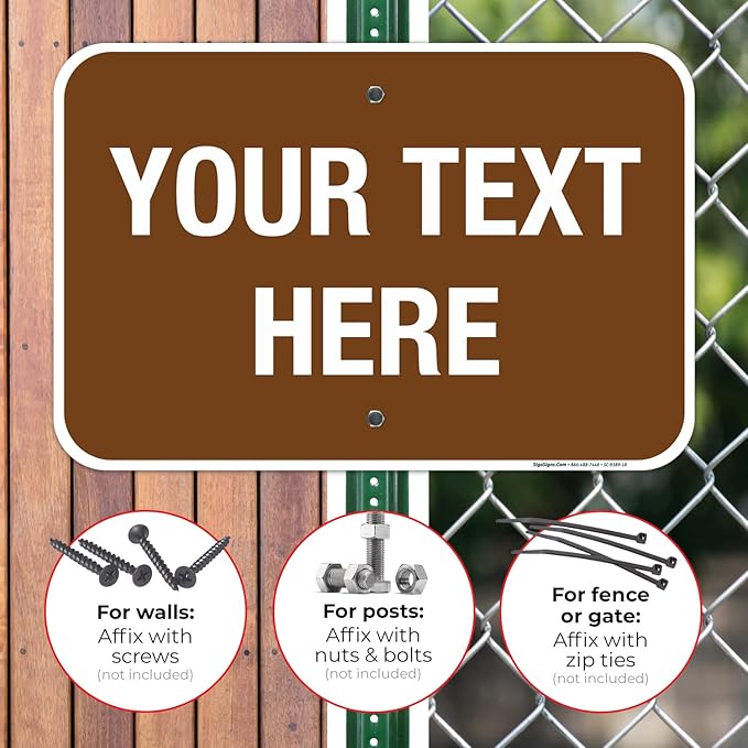 Custom Sign, Personalized Metal Signs, Customize for Business, Workplace, Home, Airbnb, Delivery Brown Signs, 12x18 Inches, Rust Free .063 Aluminum, Fade Resistant, Made in USA by Sigo Signs