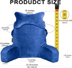 SLIGUY Reading Pillow for Sitting in Bed Couch Adult, Back Pillow with arm Support and Pockets, Adult Back Pillow Bed Chair for Bed Rest, Reading, Watching TV, Gaming for Boys and Girls Blue